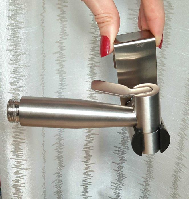 Душова гігієнічна стоп-лійка з кріпленням, сатин.