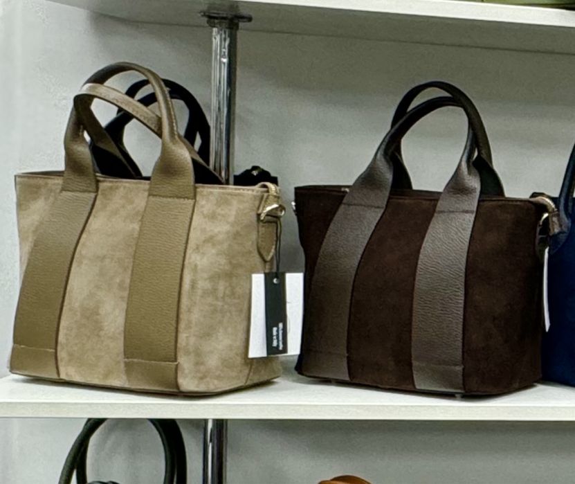 Сумка замшева чорна бежева Замшевая сумка бежевая тауп черная Италия