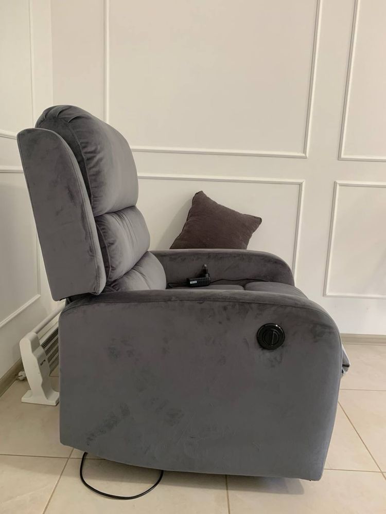 Кресло реклайнер  / крісло для педикюру / мебіль в салон / сіре /