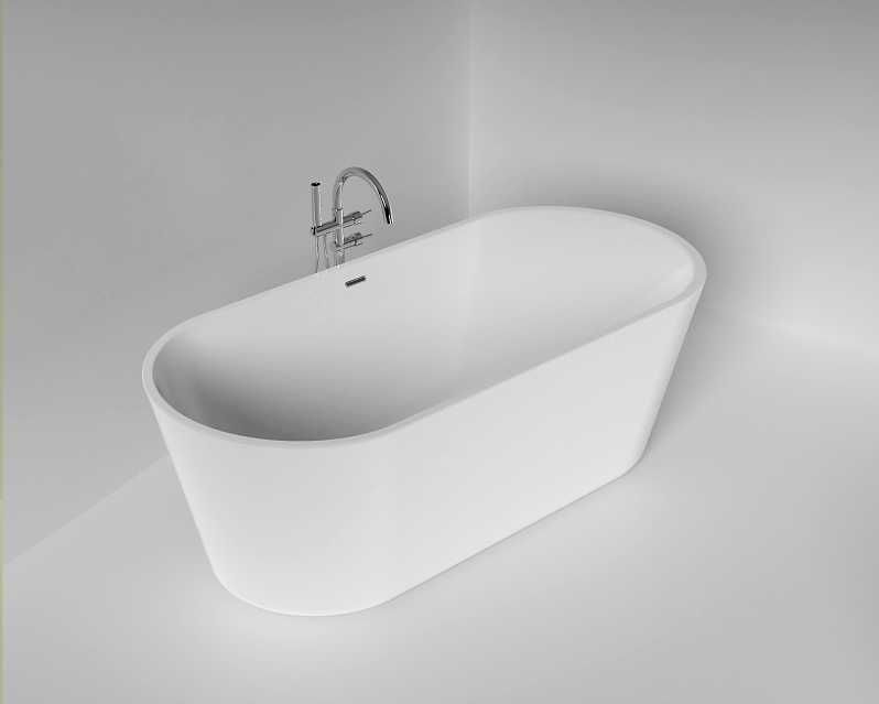 BRAIDER Akrylowa Wanna Wolnostojąca CANNEA 140 x 75 cm Biała Z syfonem