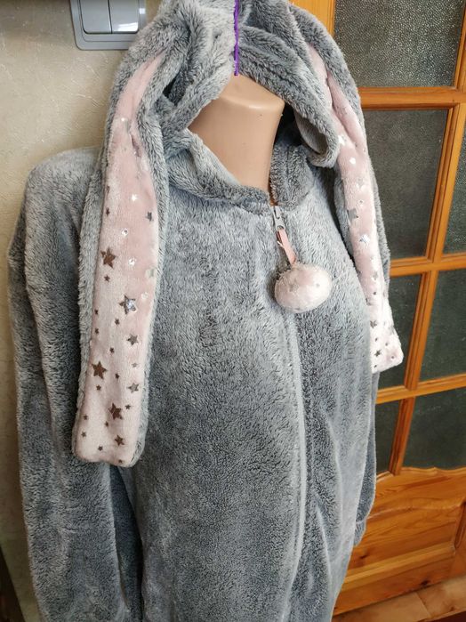 Теплий кігурумі милий заєць з довгими вухами,домашній костюм 48 розмір