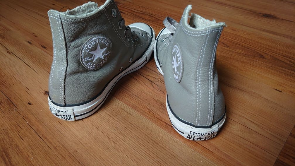 Converse Chuck Taylor 38  skórzane szare trampki ocieplane wysokie uni