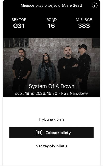 Bilet SOAD 19.07.2026