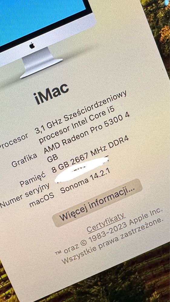 777// jak nowy/ iMac retina 5K/ i5/ radeon pro 5300/