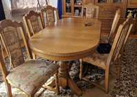 Stół rozkladany plus 6 krzeseł  dębowe