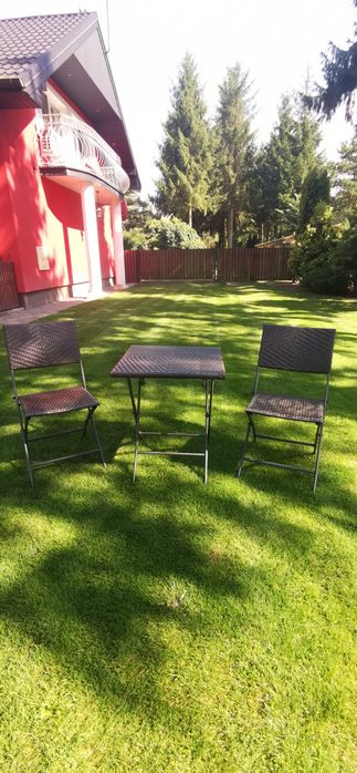 Meble ogrodowe rattan stół, krzesła komplet brąz