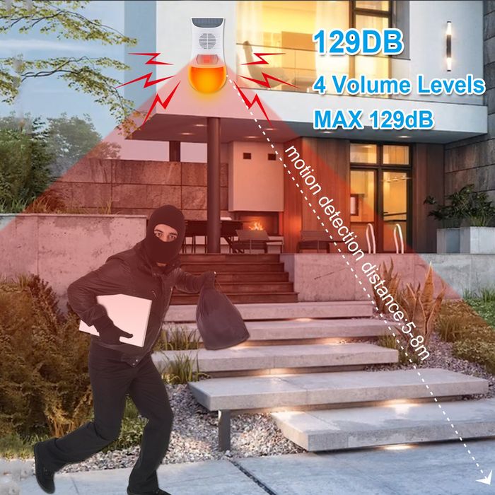 Сонячний стробоскопічний звуковий сигнал тривоги детектор руху