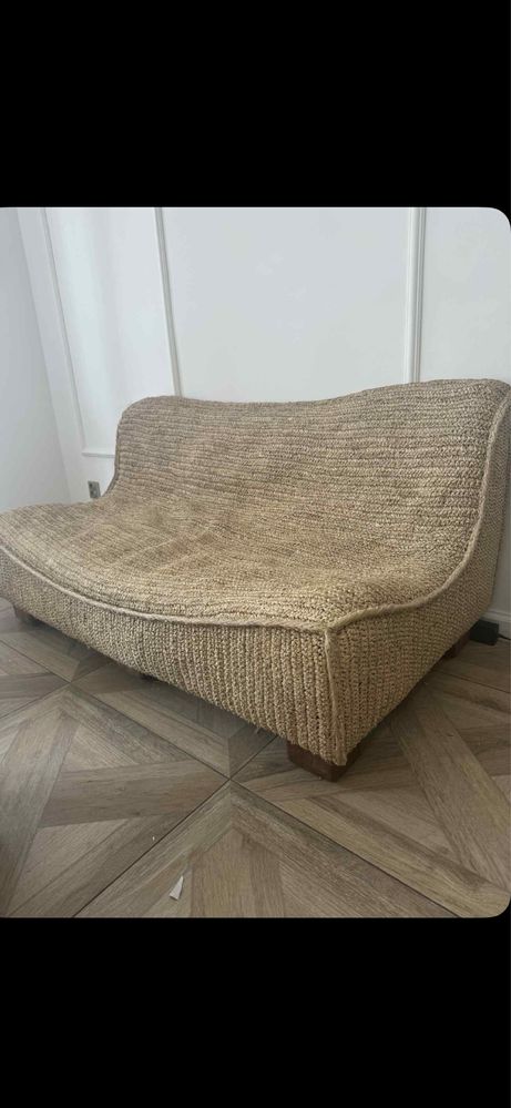Kanapa boho naturalna z lisci palmowych