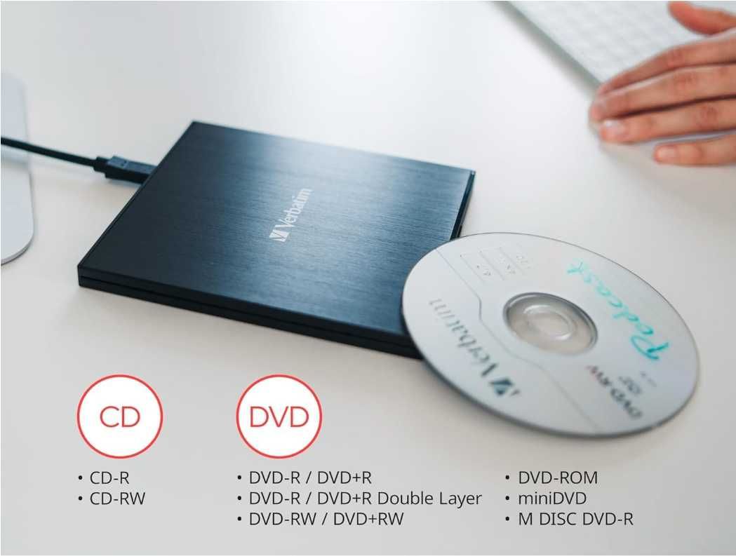 Nagrywarka zewnętrzna Verbatim CD/DVD RW USB 2.0 SLIM LIGHT