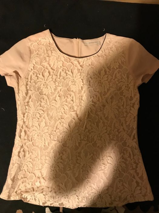Bluzka reserved z koronką różowa r36