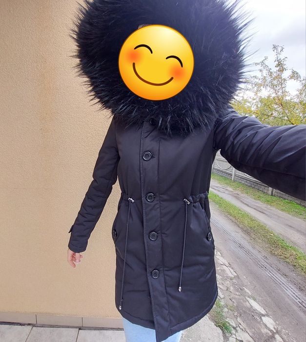 Kurtka zimowa parka czarna długa elegancka