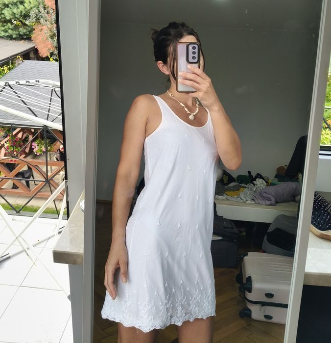 Mango white summer dress lace koronkowa sukienka biała S