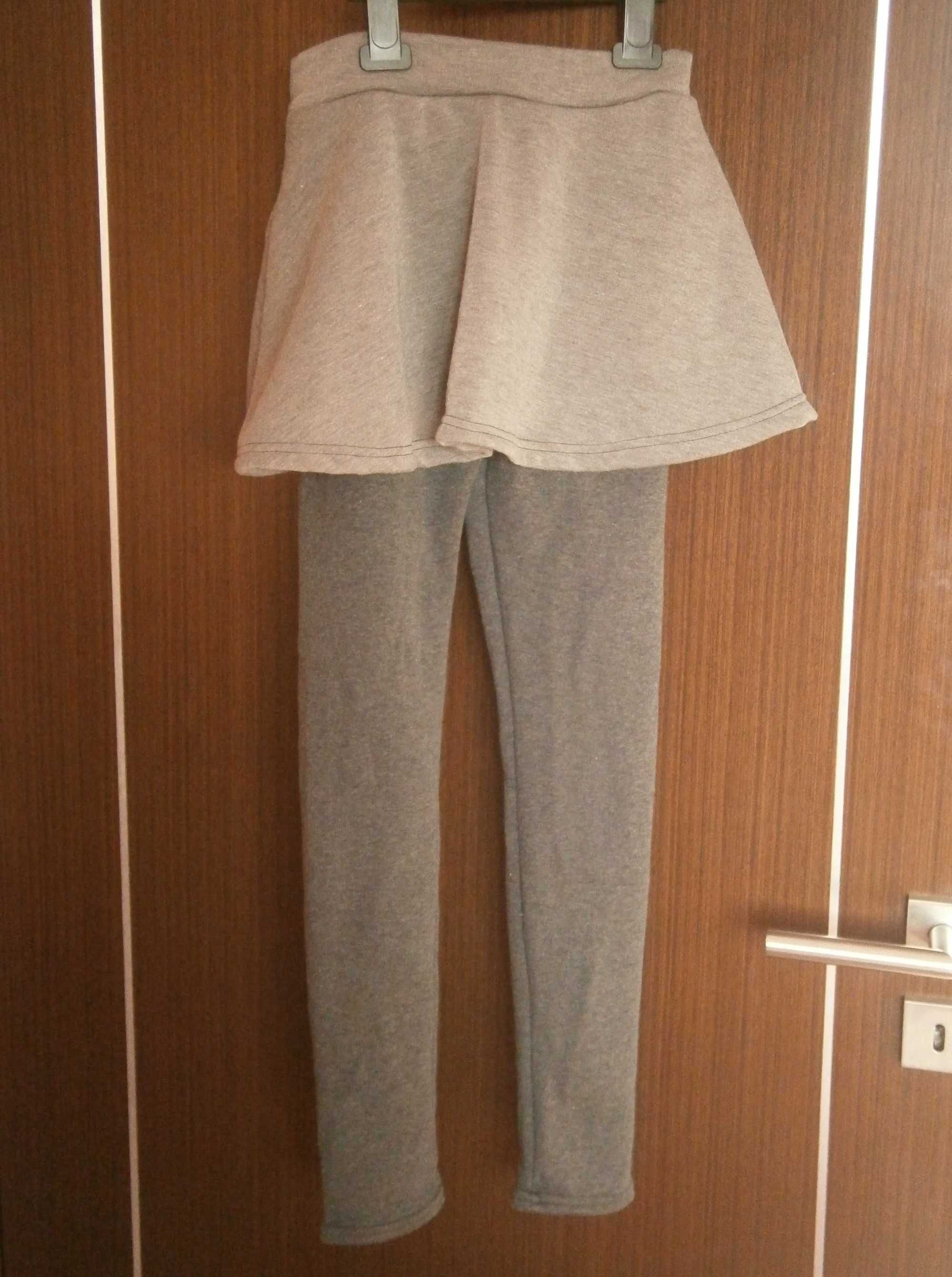 Ciepłe spodnie legginsy getry damskie ze spódniczką 34 XS