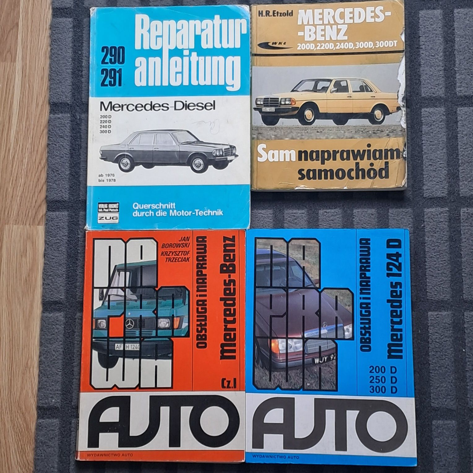 4 książki Mercedes różne. W124 W123 MB dostawcze 207D