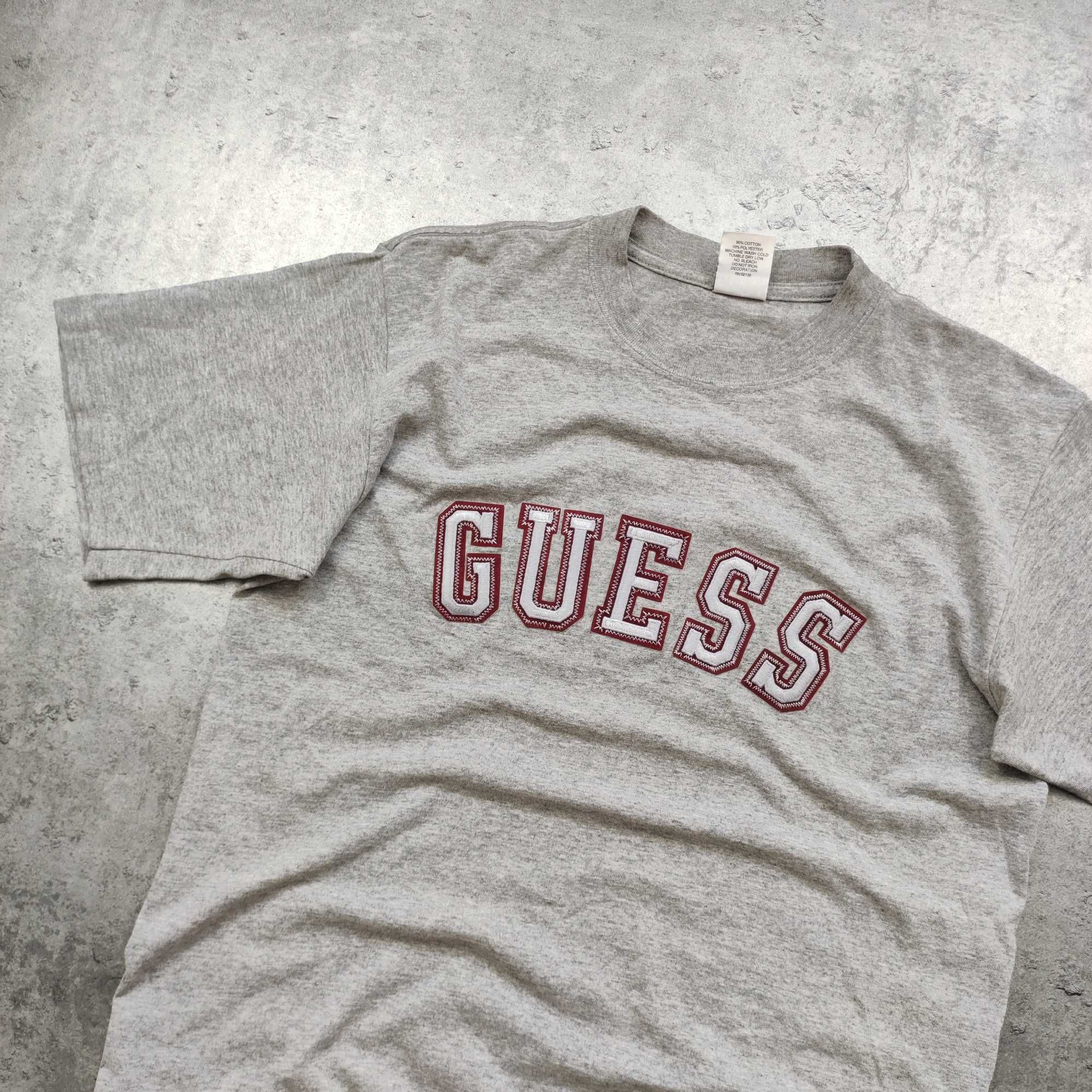 MĘSKA Koszulka Bawełna PREMIUM Haft Logo Guess California USA Szara