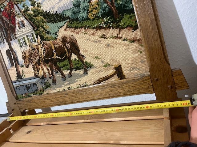 obraz konie wodopój wyszywany haft ramy drewno kraj Holandia Niemcy