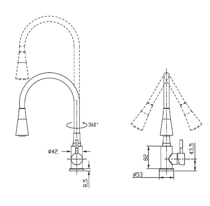 Смеситель кран для кухни Lidz кран нержавеющая сталь