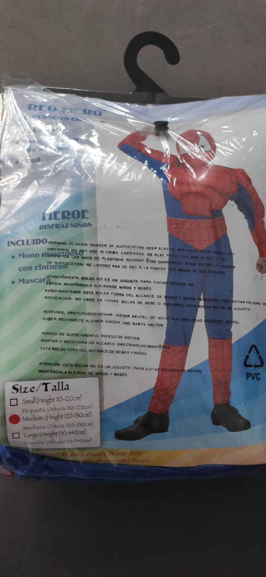 Strój kostium Spiderman roz 120-130 założony raz stan bdb