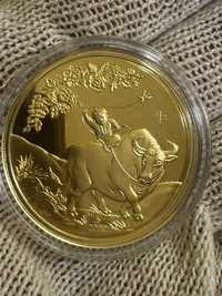 Золота колекційна монета Лунар рік бика 2009р,9999 проба 31.2 гр,пруф