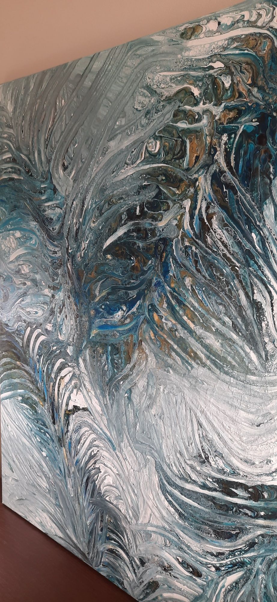 Obraz abstrakcyjny niebieski błękitny turkusowy 60x80