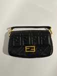 Fendi baguette - skóra jagnięca - czarna torebka - dwa paski