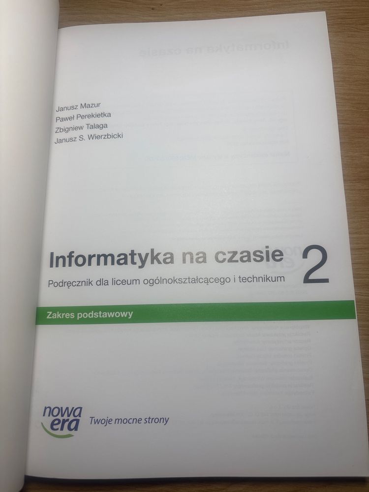Informatyka na czasie 2, zakres podstawowy, liceum i technikum