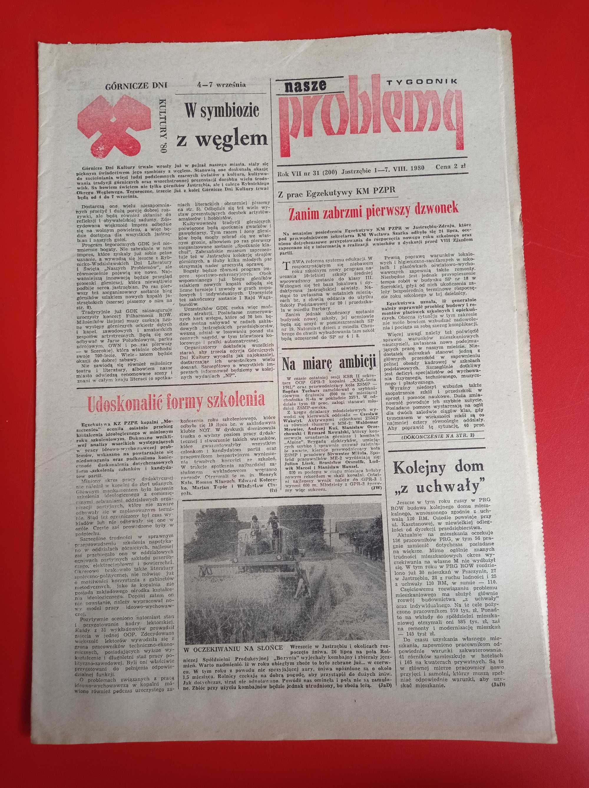 Nasze problemy, Jastrzębie, nr 31, 1-7 sierpnia 1980