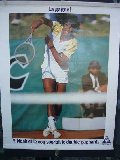 Poster de ténis anos 80 - Yannick Noah – Le Coq Sportif/La gagne!