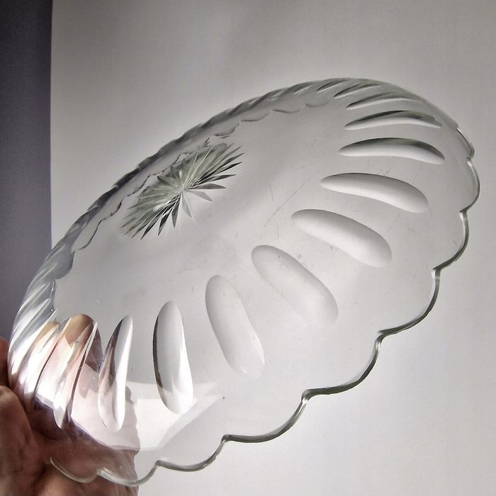 Biedermeier wielka stara patera półmisek szkło ołowiowe lata 1890