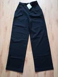NOWE 34 XS H&M spodnie szeroka nogawka gumka w pasie wysoki stan czarn