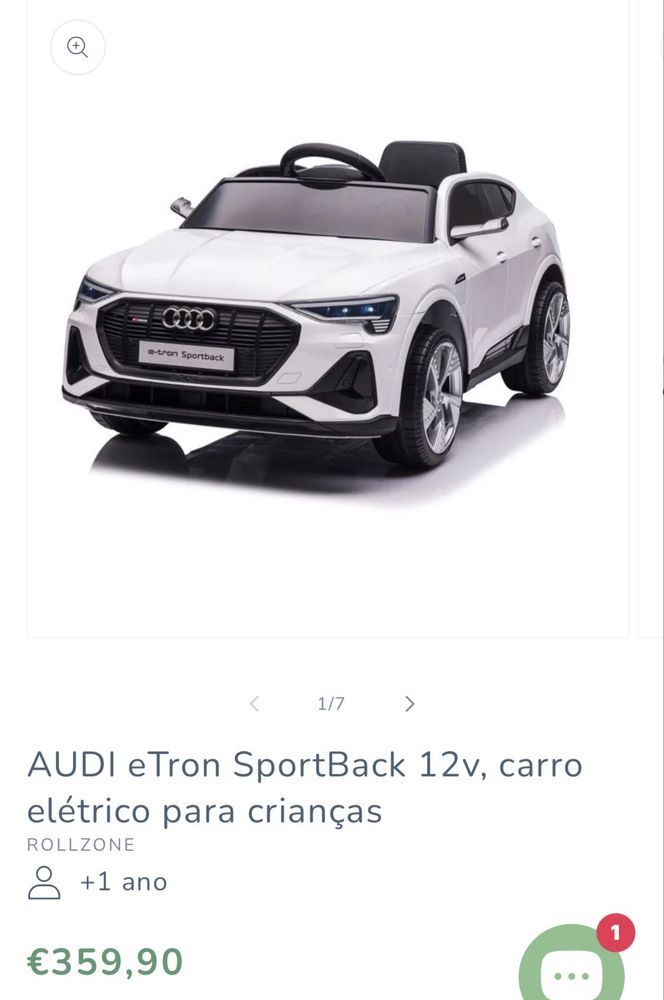 AUDI eTron SportBack 12v, carro elétrico para crianças