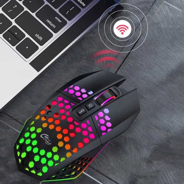 MYSZKA bezprzewodowa mysz 2.4 GHz gamingowa dla graczy LED RGB 2,4