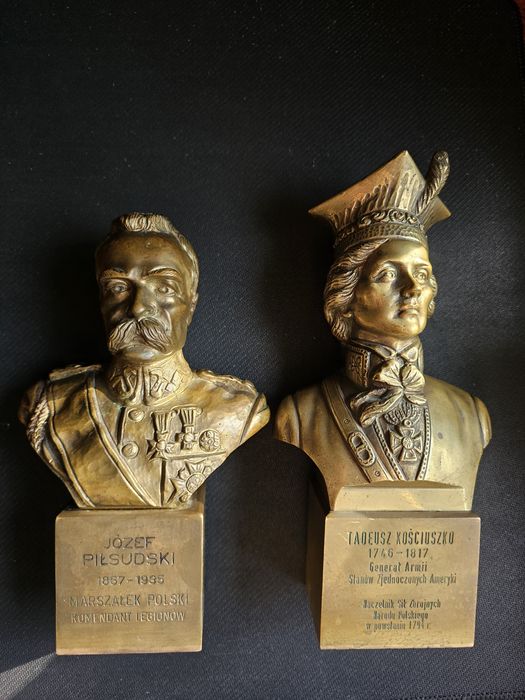 Popiersia z brązu Kościuszko i Piłsudski sygnowane St.Stryjek Gdańsk