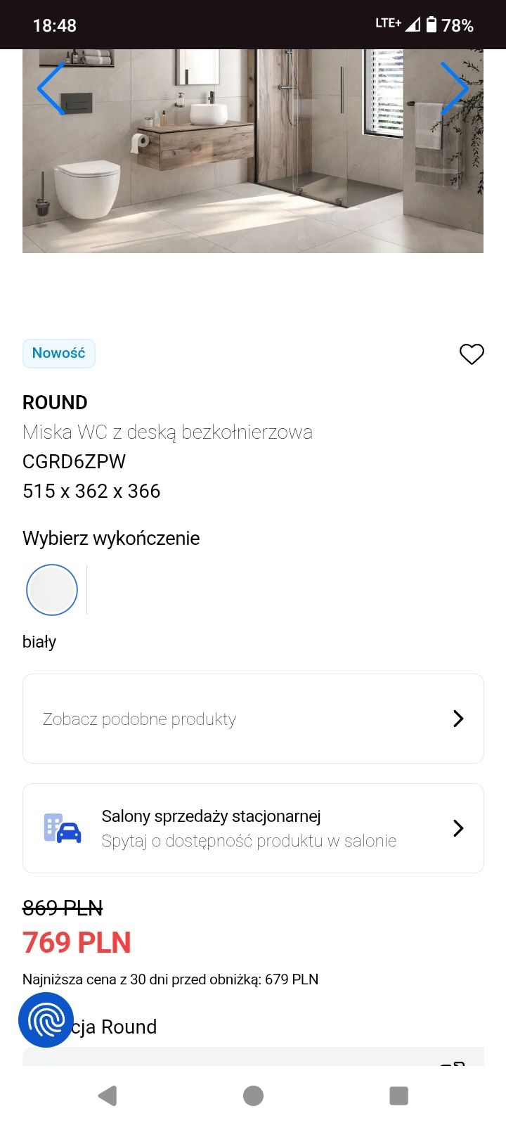 Misa WC wisząca z deską .