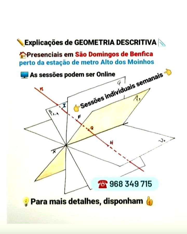 Explicações de Geometria Descritiva, em Benfica ou Online