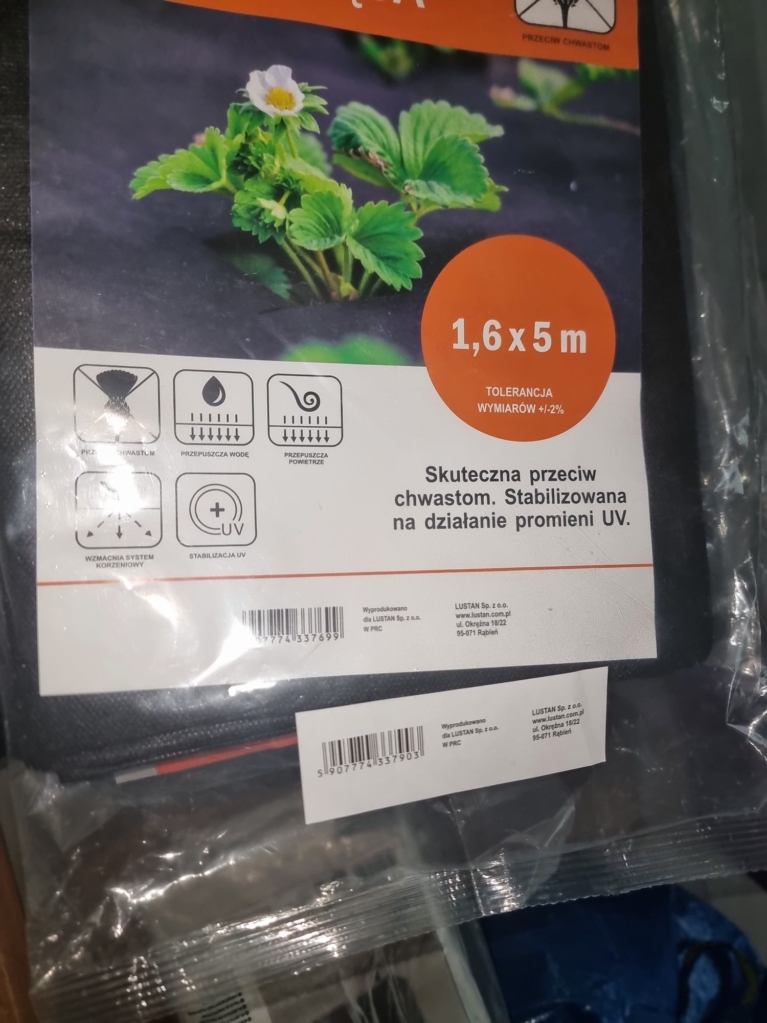 Agrowłóknina 1,6 x 5 m Lustan czarna ściółkująca sciolk