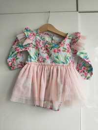 Body handmade 74/80 tiul kwiaty