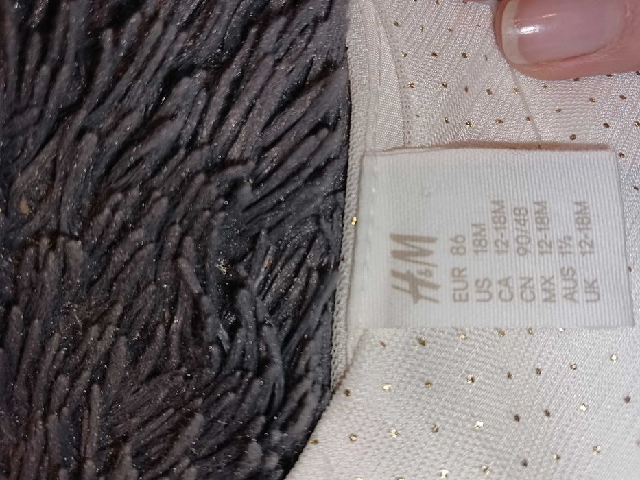 sukieneczka sukienka 86 H&M biało złote kropki wesele chrzciny komunia