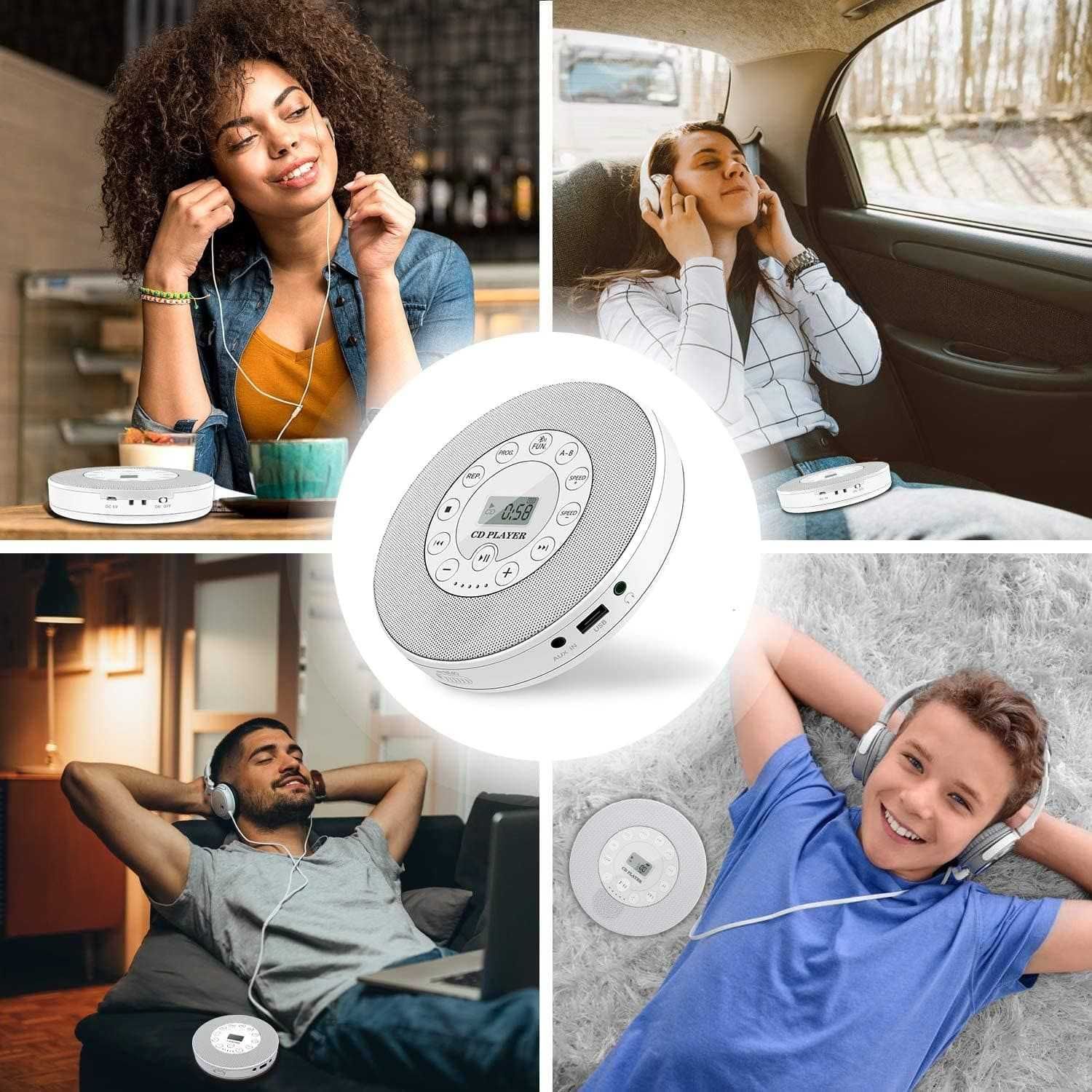 Przenośny odtwarzacz CD z Bluetooth, do samochodu/podróży,