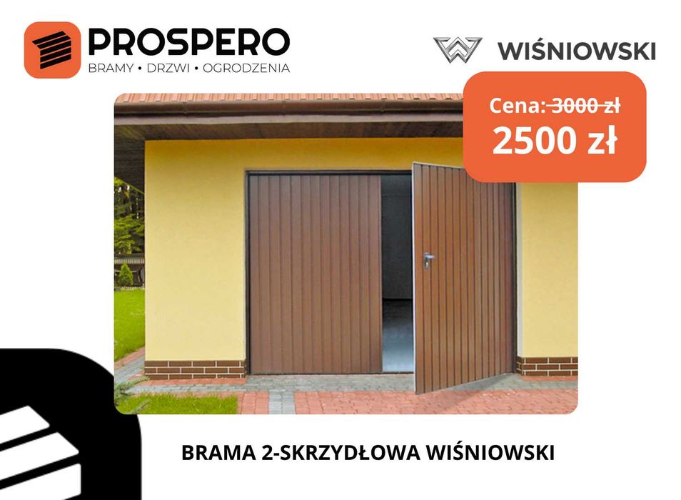Brama 2-skrzydłowa rozwierna Wiśniowski orzech / Kęty, Wilamowice