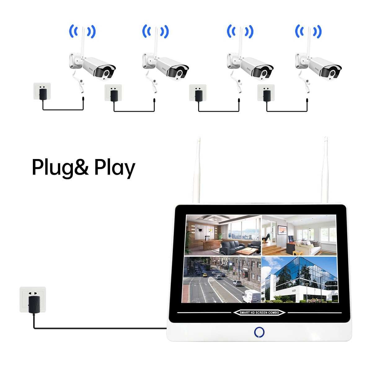 Sistema Vigilância WIFI * 8 Câmaras 2160P Exterior * KIT NOVO * 3MP