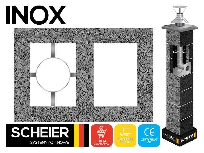 Komin systemowy system kominowy Inox 80 9m W2 turbo 36x24 gaz olej
