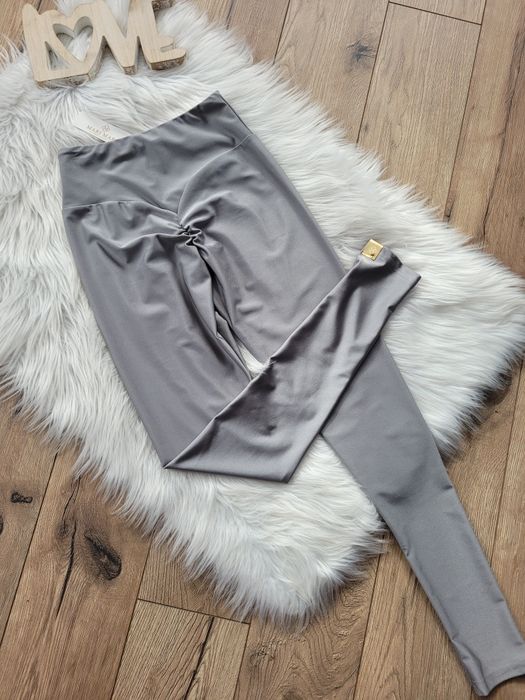 Leginsy push up Lycra Mari Mari polski prodcent srebrne stalowe Szare