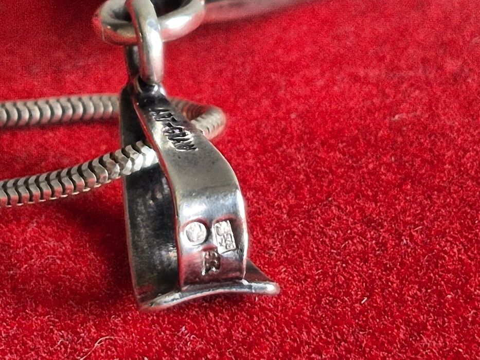 Damski srebrny łańcuszek ogromną zawieszka z kwarcem 925 80 cm