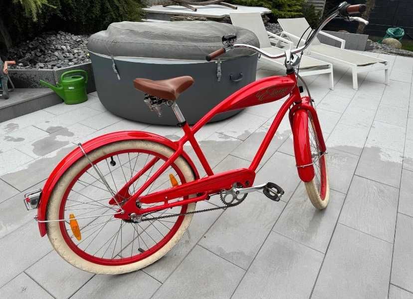 GDAŃSK ROWER ELECTRA INDY 3i USA Cruiser Miejski Stylowy Czerwony