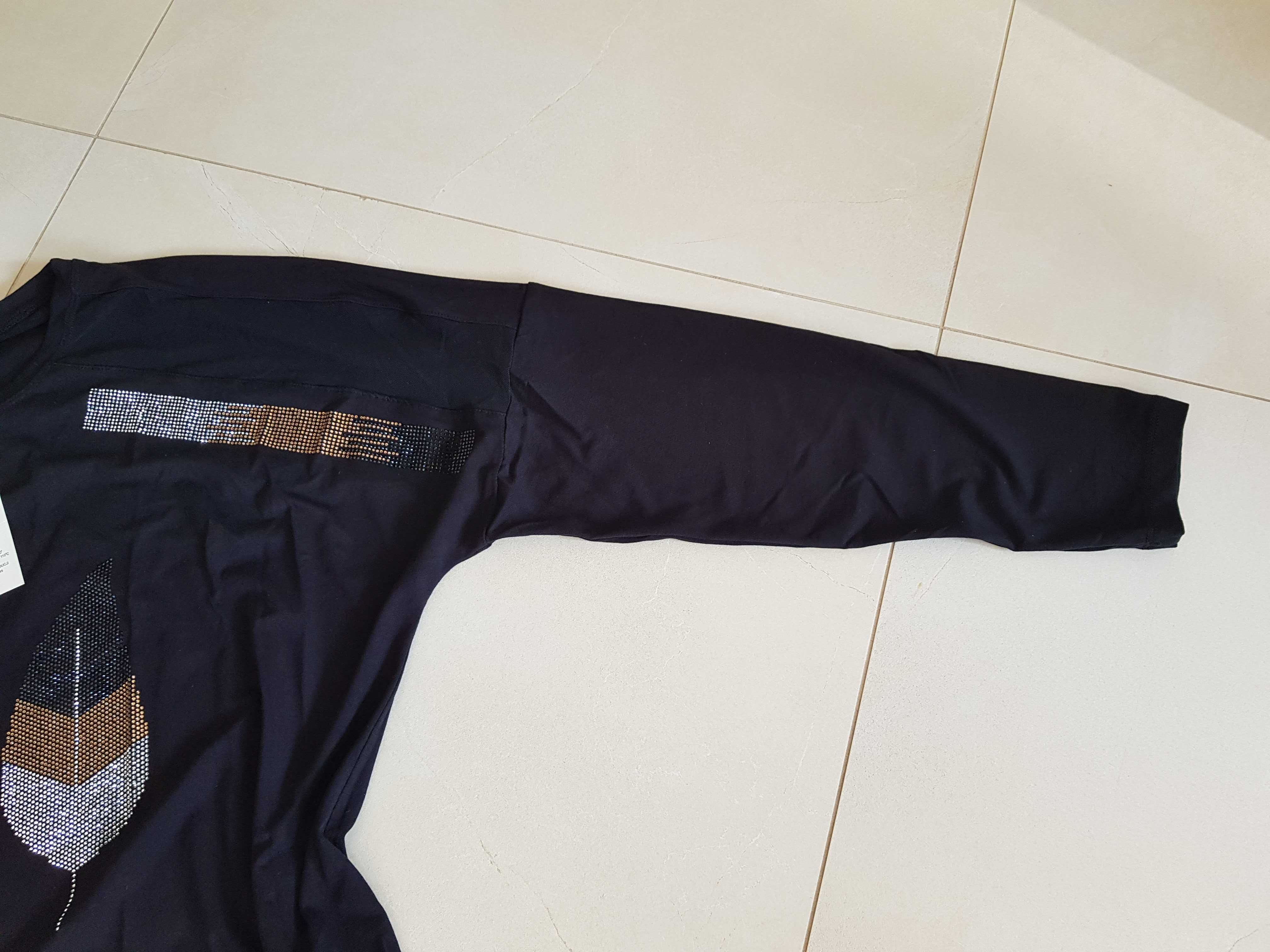 NOWA bluzka tunika oversize  z piękną aplikacją z dżetów cekinów