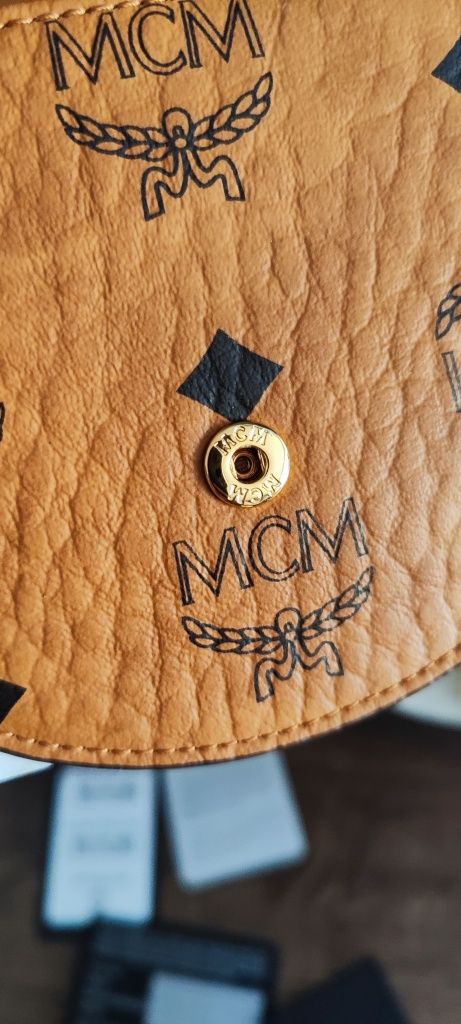 MCM nowy oryginalny portfel damski torebka monogram visetos cognac