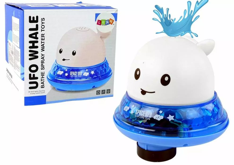 Wieloryb tryskający wodą biały. Leantoys