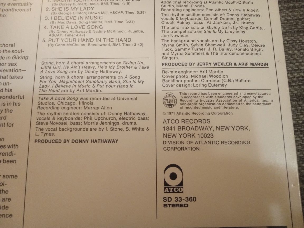 Donny Hathaway płyta winylowa soul, funky, jazz dla kolekcjonerów