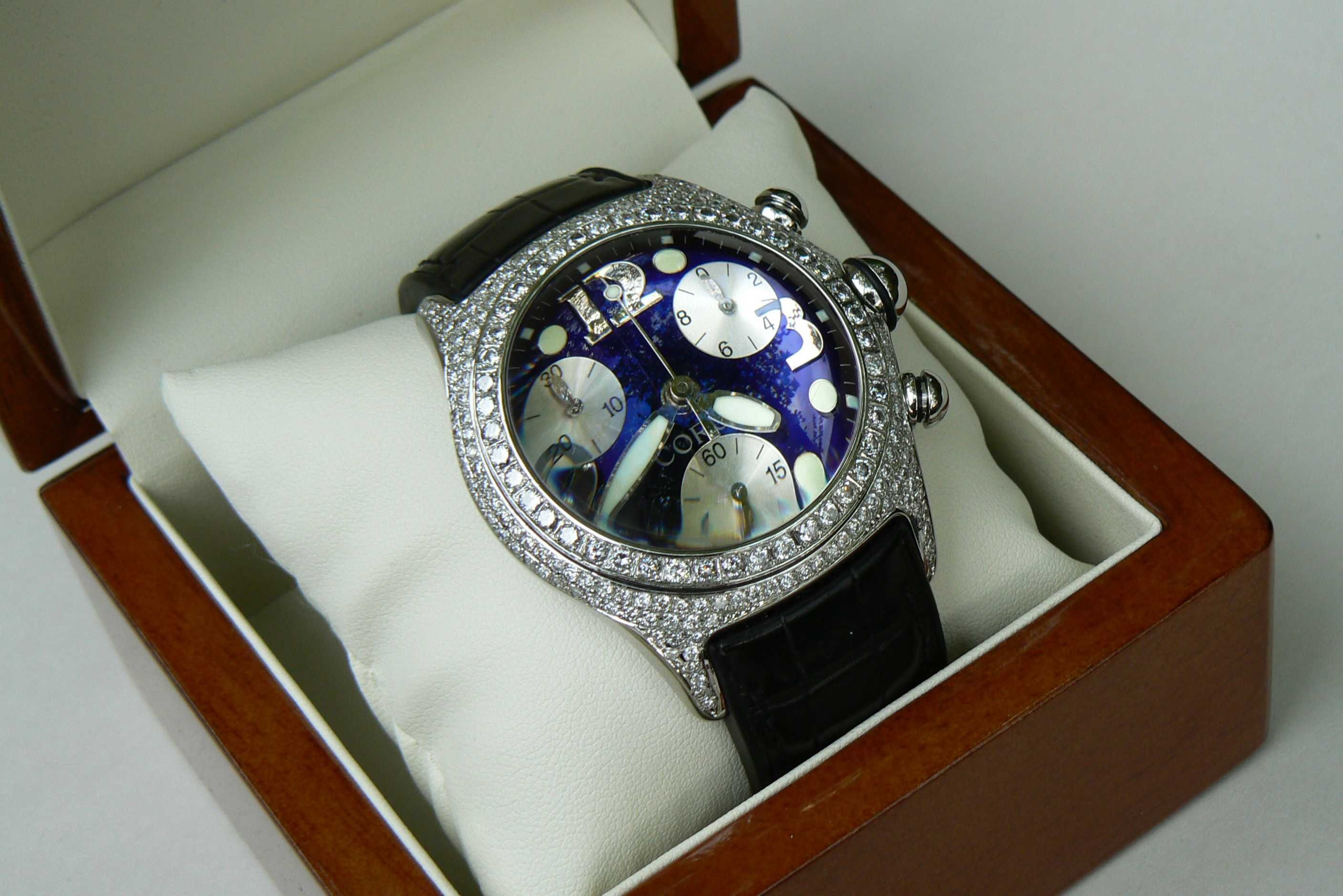 Corum Bubble Chronograph XL 45mm diamenty brylanty plus spinki